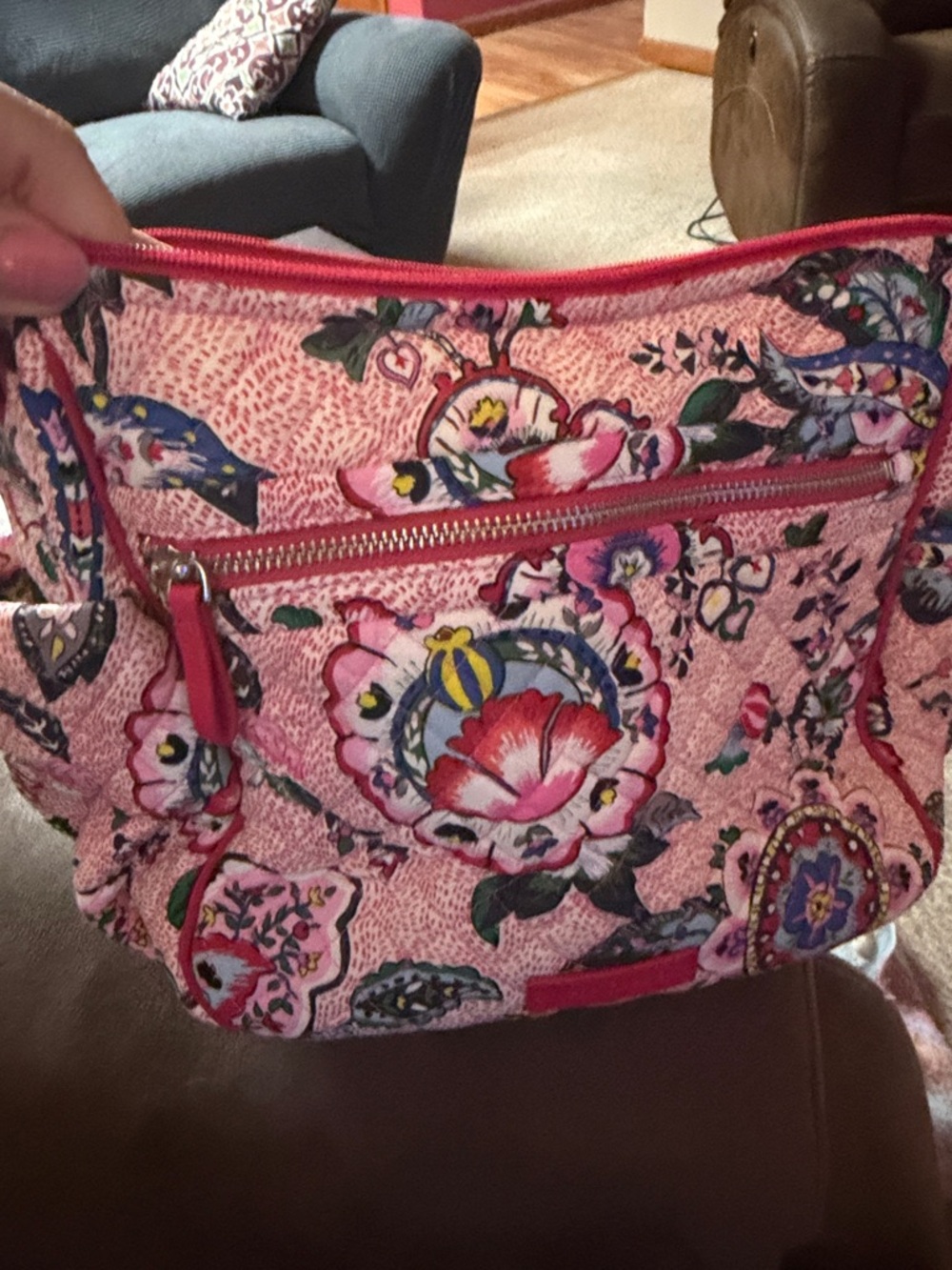 Vera Bradley Pink Floral Quilted Crossbody Shoulder Bag - Picture 2 of 4
